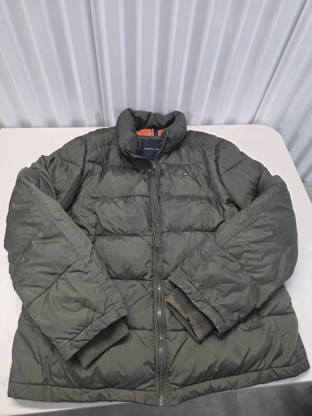 Tommy Hilfiger Puffer Full Zip Down Jacket Olive Men’s Size Large